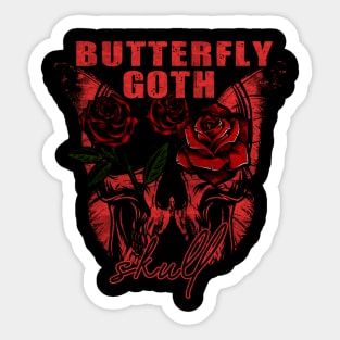 goth skull butterfly Sticker